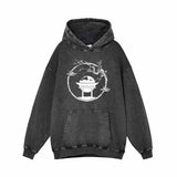 Plum Blossom Torii Full Moon Vintage Washed Hoodie