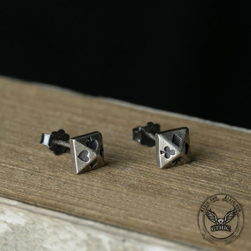 Poker Design Sterling Silver Stud Earrings | Gthic.com