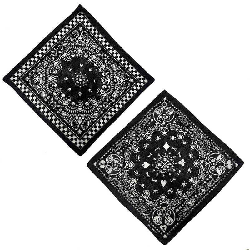 Foulard carré en coton Tête de mort Poker Spades