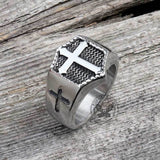 Polished Cross Stainless Steel Christian Ring | Gthic.com