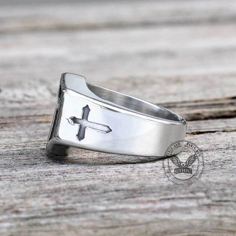 Polished Cross Stainless Steel Christian Ring