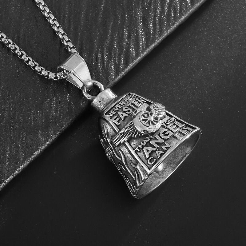 Polished Wing Wheel Biking Lucky Bell Stainless Steel Pendant |Gthic.com