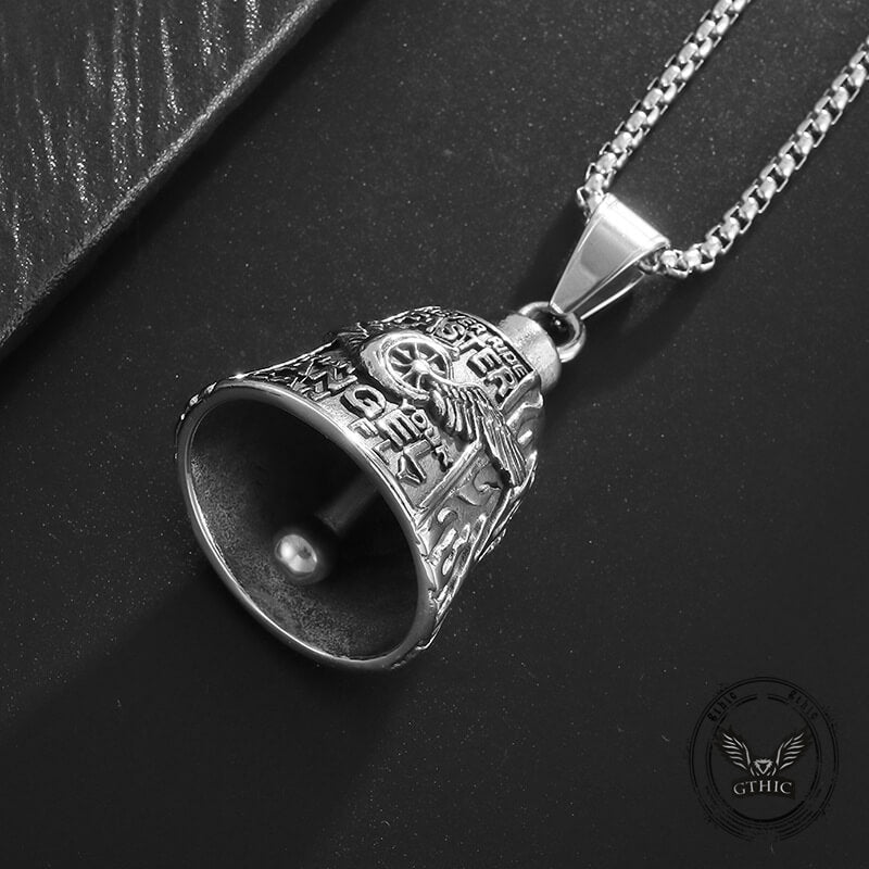 Polished Wing Wheel Biking Lucky Bell Stainless Steel Pendant |Gthic.com