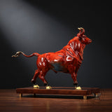 Powerful Charging Bull Statue Wild Animal Brass Figurine