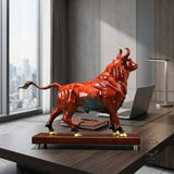 Powerful Charging Bull Statue Wild Animal Brass Figurine