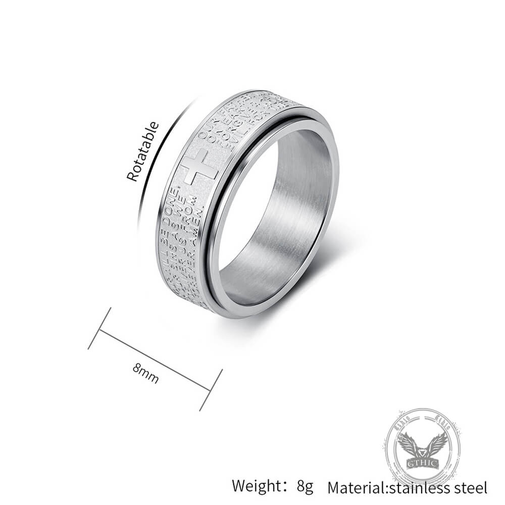 Prayer Cross Stainless Steel Spinner Band Ring