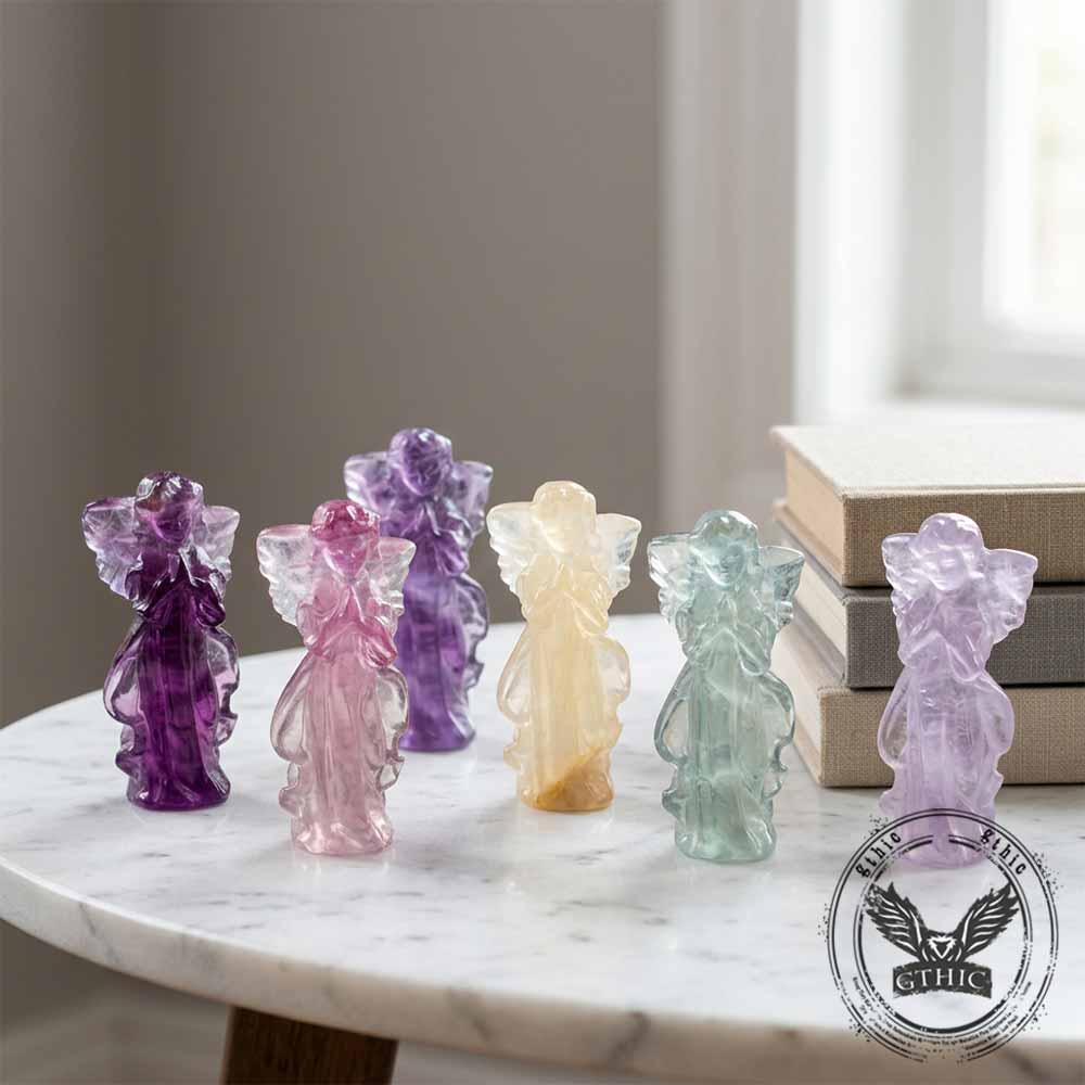 Praying Angel Natural Fluorite Crystal Figurine | Gthic.com