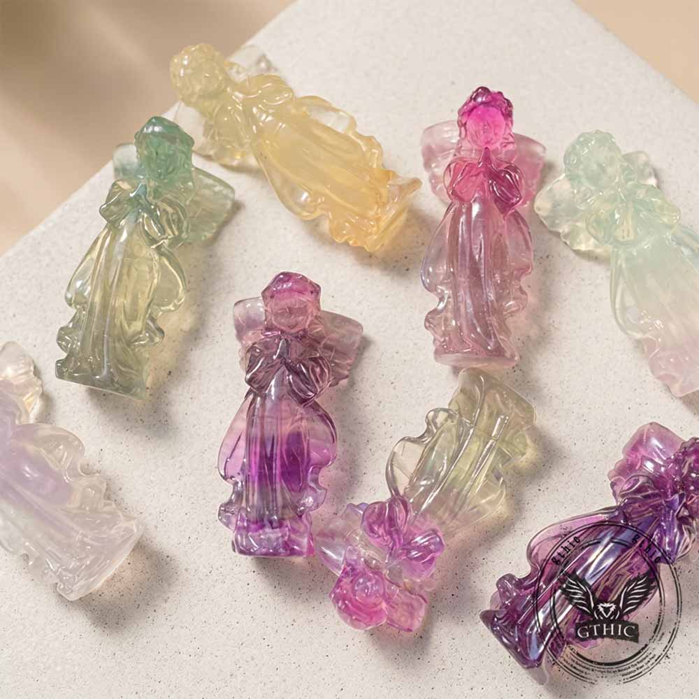 Praying Angel Natural Fluorite Crystal Figurine | Gthic.com