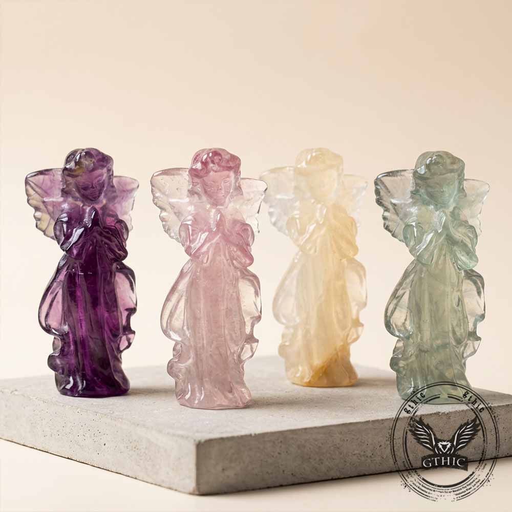Praying Angel Natural Fluorite Crystal Figurine