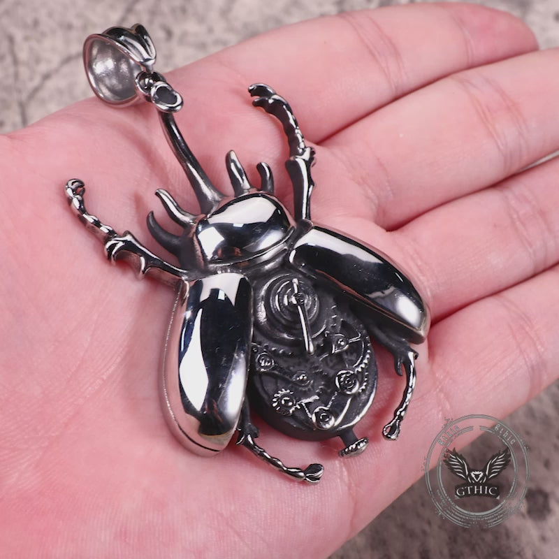 Punk Mechanical Gear Beetle Stainless Steel Pendant