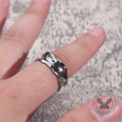 Vintage Wave Stainless Steel Simple Ring