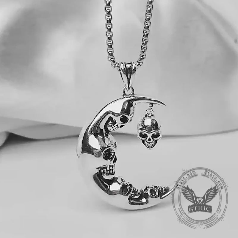 Moon Evil Skull Copper Gothic Pendant