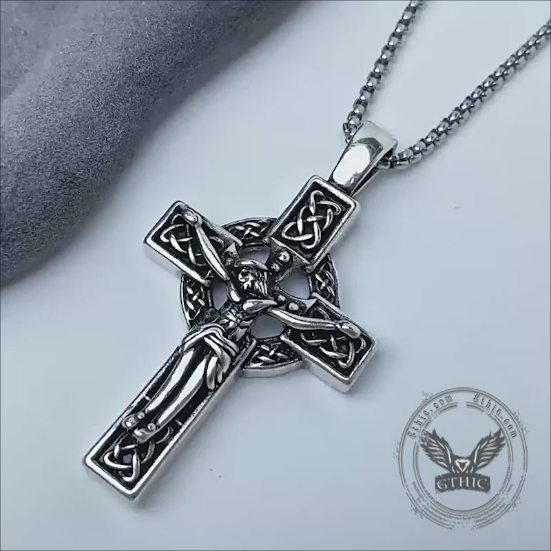 Viking Celtic Cross Copper Crucifixion Pendant