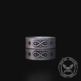 Infinity Skull Hexagram Gem Sterling Silver Band Ring