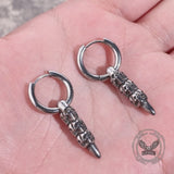 Vintage Stacked Skull Bullet Stainless Steel Earrings
