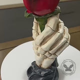 Gothic Skull Hand Rose Resin Candle Holder