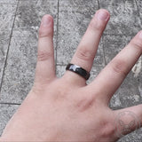 Black Polished Faceted Ceramic Band Ring