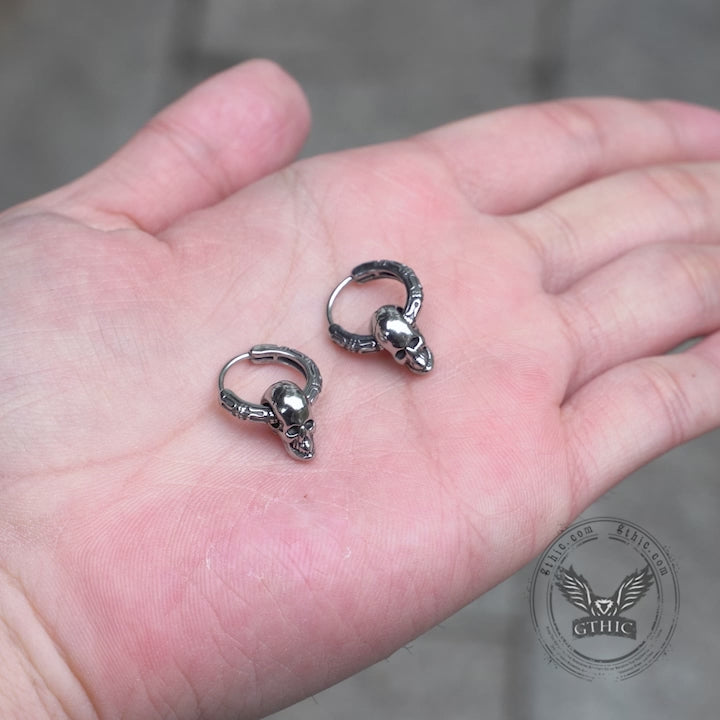 Boucles d'Oreilles Crâne Gothique en Acier Inoxydable