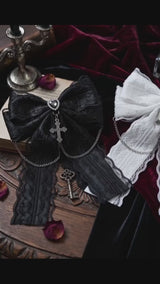 Dark Heart Cross Lace Bow Ribbon Gothic Hair Clips