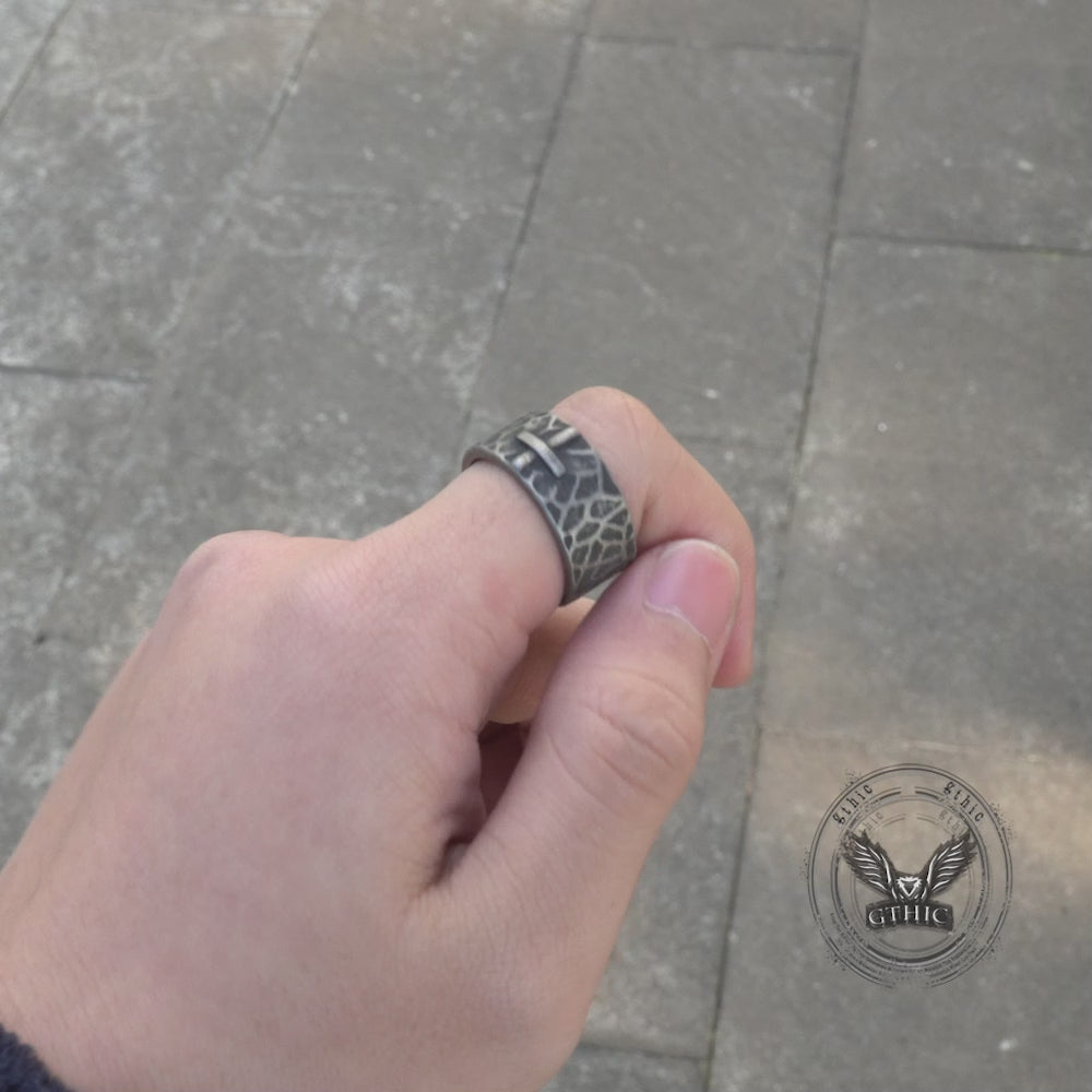 Minimalist Retro Texture Cross Stainless Steel Ring