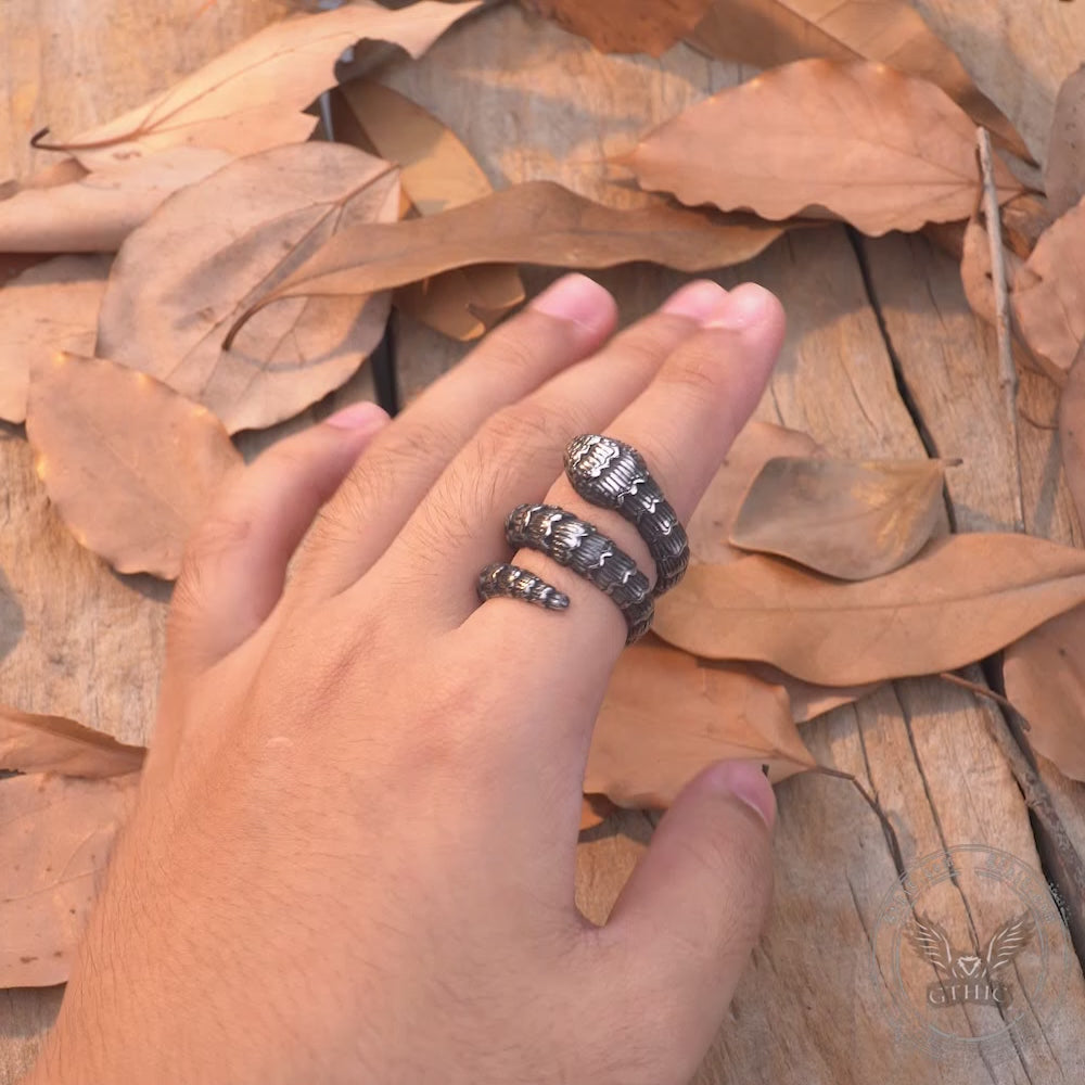 Anillo animal de acero inoxidable con serpiente sinuosa punk