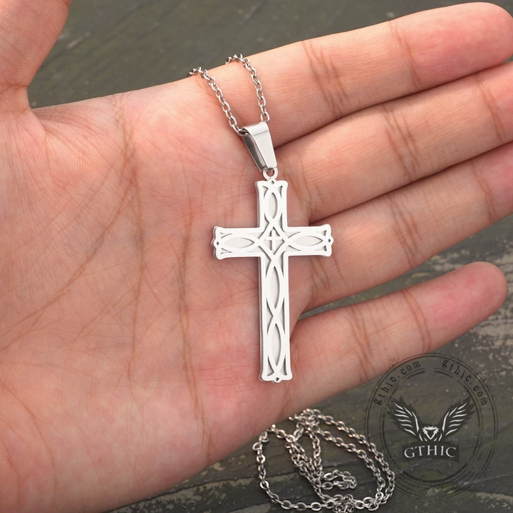 Irish Knot Stainless Steel Cross Pendant