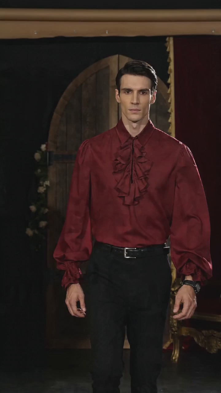 Victorian Vampire Ruffled Shirt Halloween Costume