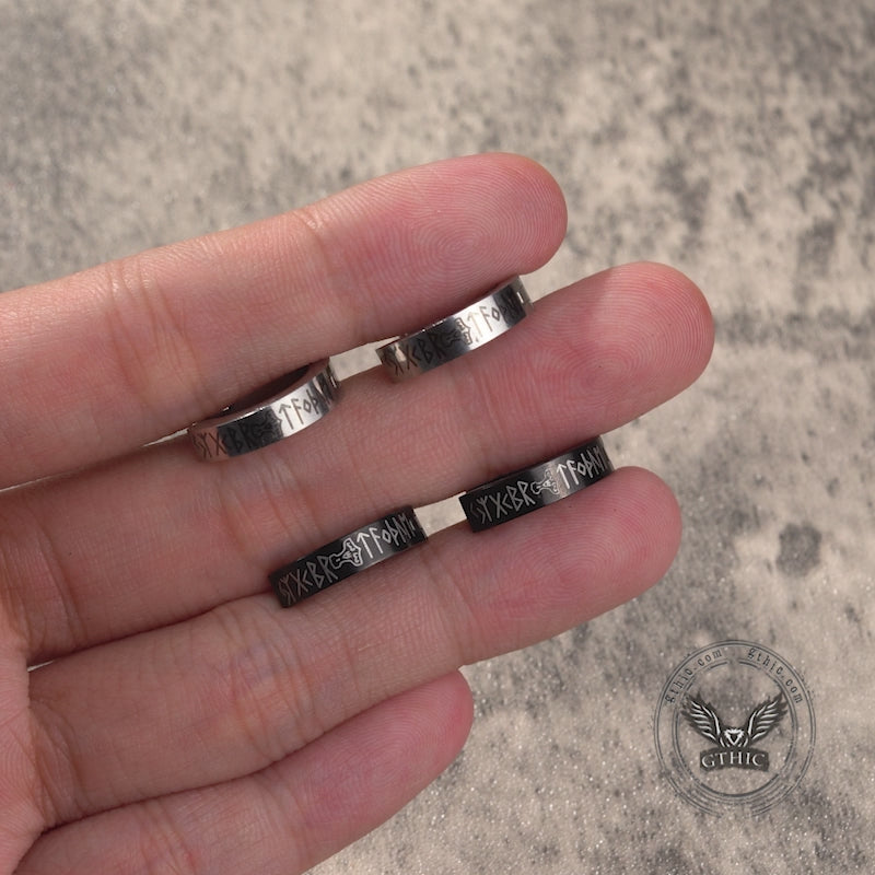 Viking Runes Stainless Steel Huggie Earrings