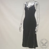 Gothic Lace Velvet Mermaid Slip Dress