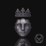 Gothic Cracked Mask Crown Sterling Silver Ring