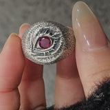 Evil Eye Snake Scale Gem Sterling Silver Ring