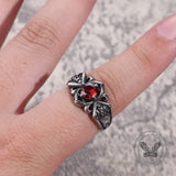 Vintage Patterned Openwork Gem Stainless Steel Ring