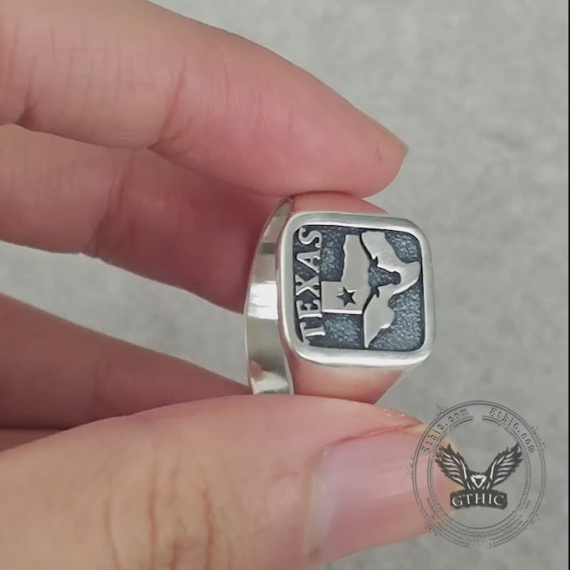 Vintage Western Texas Signet Sterling Silver Ring