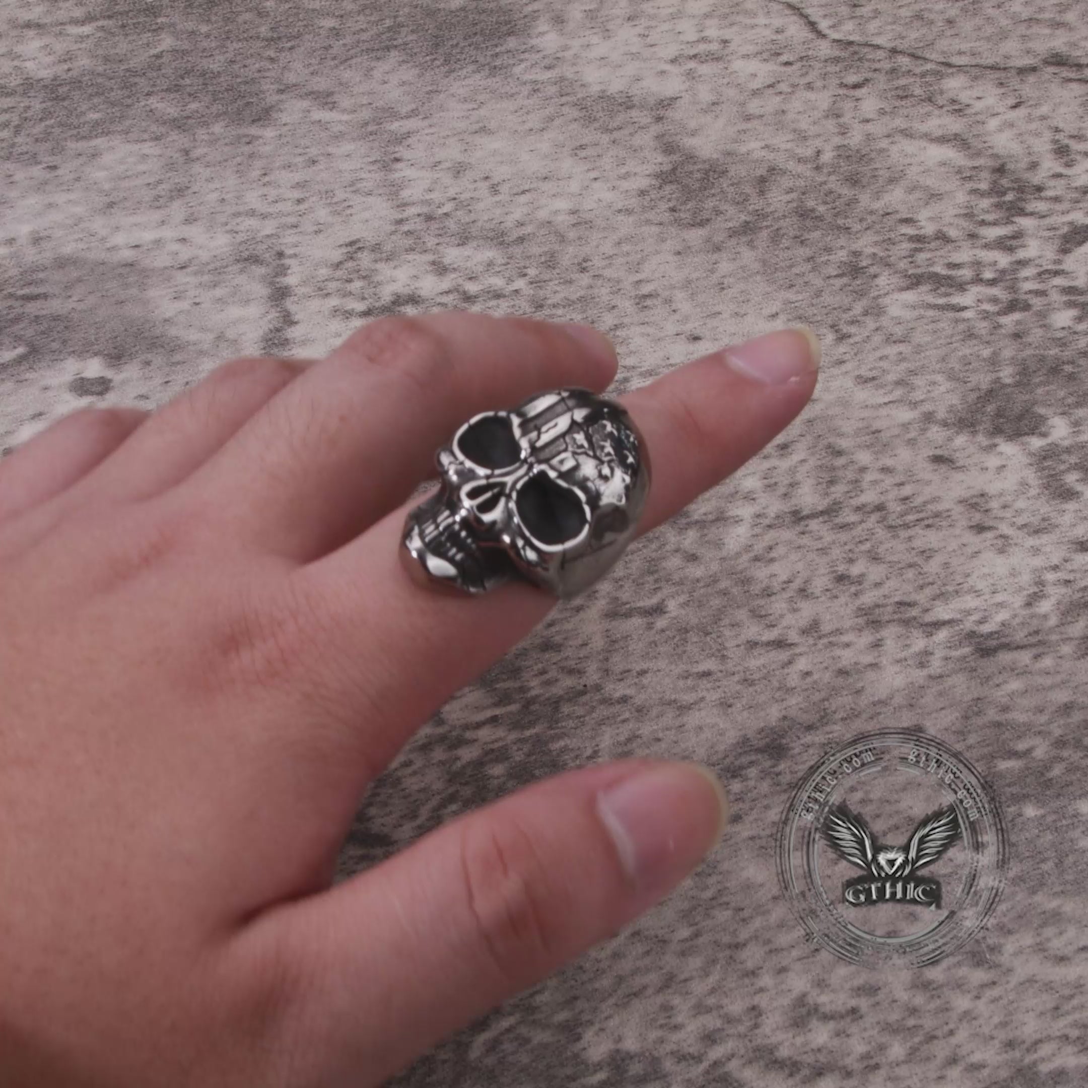 Gothic American Flag Skull Domineering Stainless Steel Ring