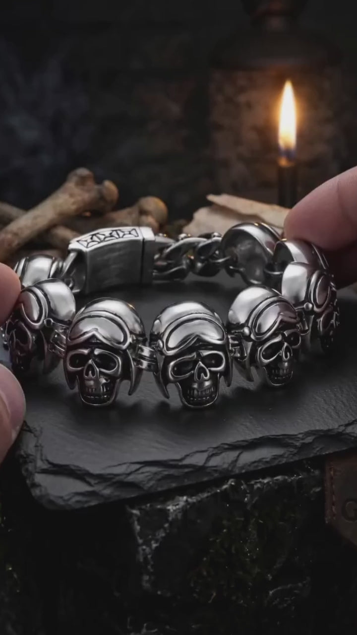 Bold Skull Head Stainless Steel Gothic Bracelet