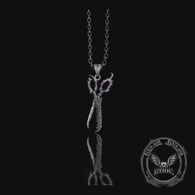 Movable Scissors Shaped Crocodile Sterling Silver Pendant