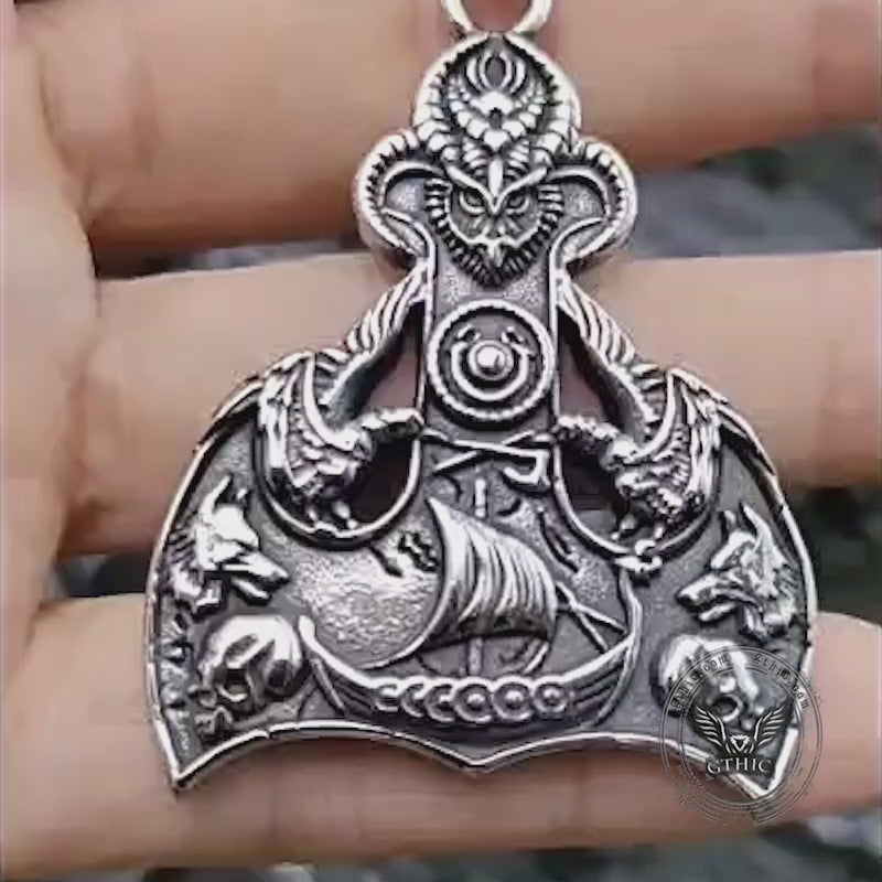 Viking Wolf Raven Stainless Steel Anchor Pendant