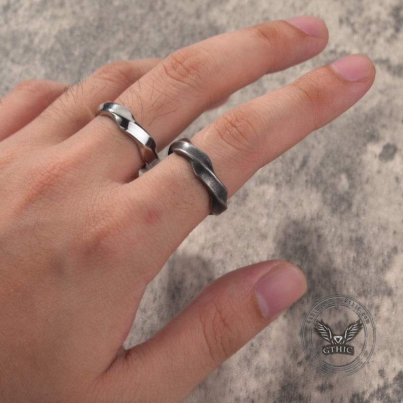 Vintage Simple Twist Pattern Stainless Steel Ring
