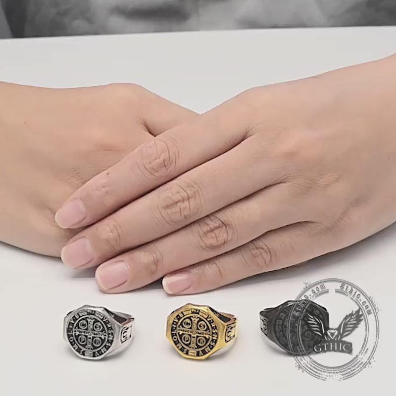 Vintage St. Benedict's Medal Stainless Steel Ring