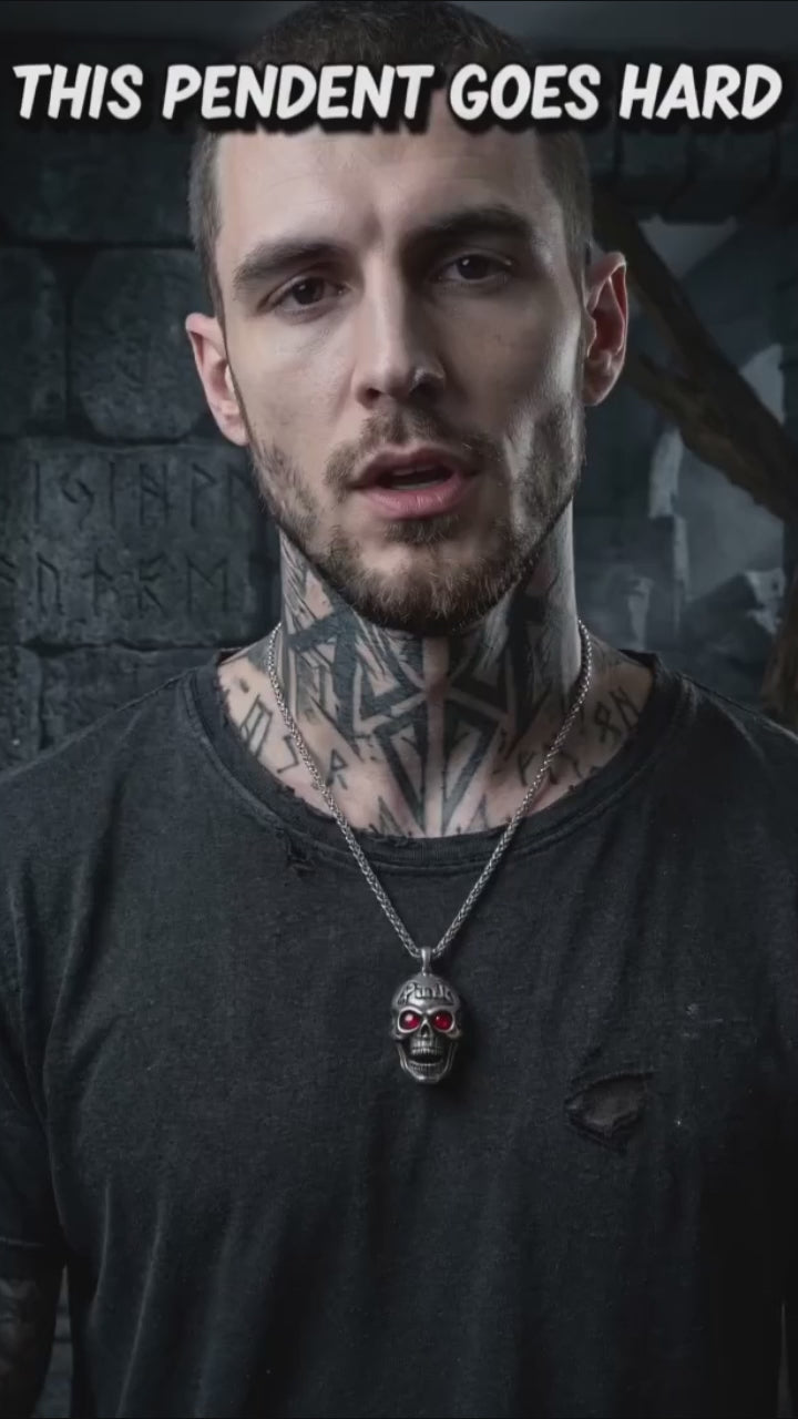 Hip-Hop Punk Red Gem Eyes Stainless Steel Skull Pendant