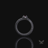 Zircon-set Coiled Snake Sterling Silver Ring