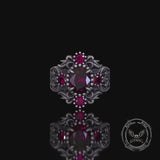 Vintage Gem-Set Hollow Sterling Silver Gothic Ring