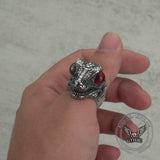 Punk Dinosaur Head Gem Eyes Stainless Steel Ring