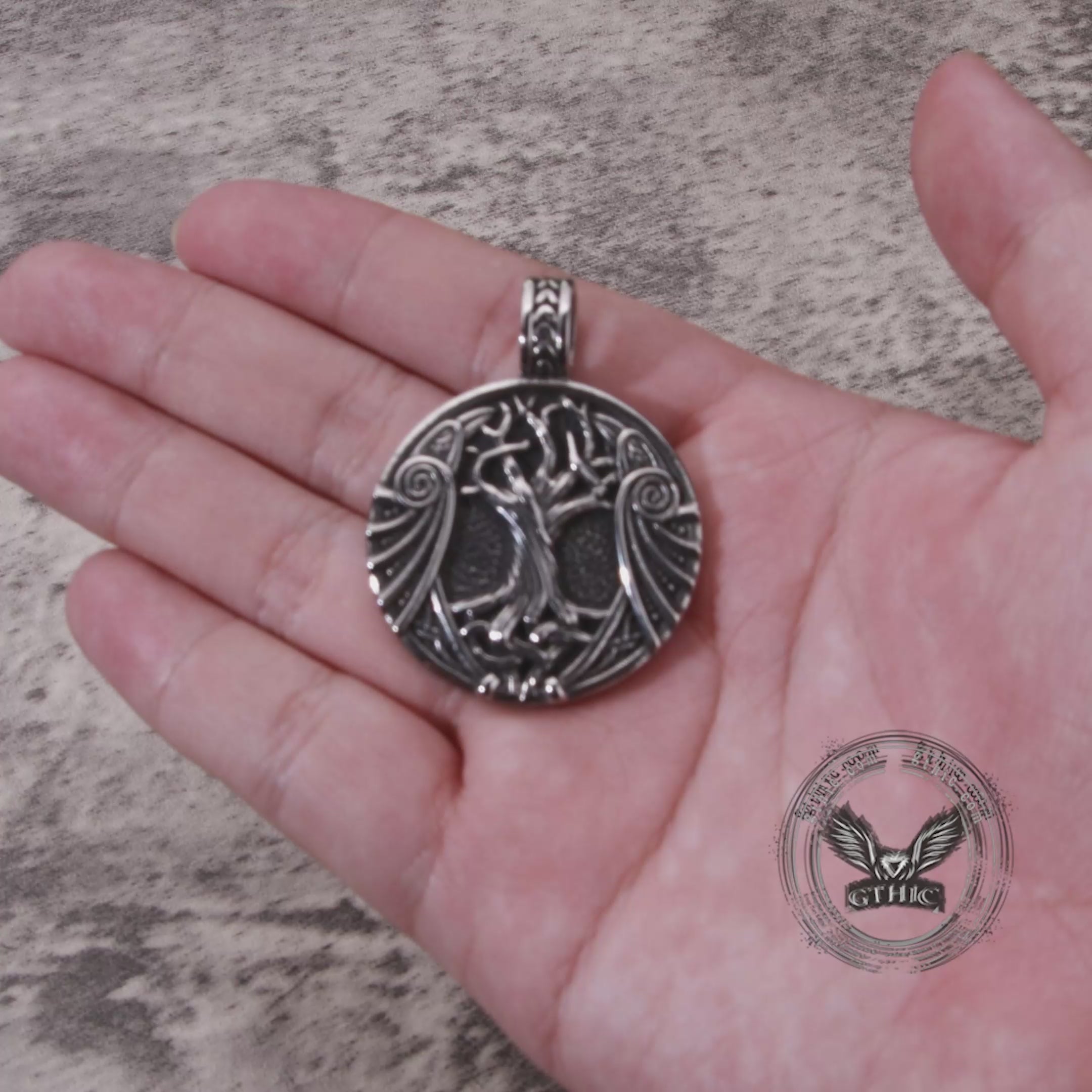 Vintage Yggdrasil Helm of Awe Stainless Steel Pendant