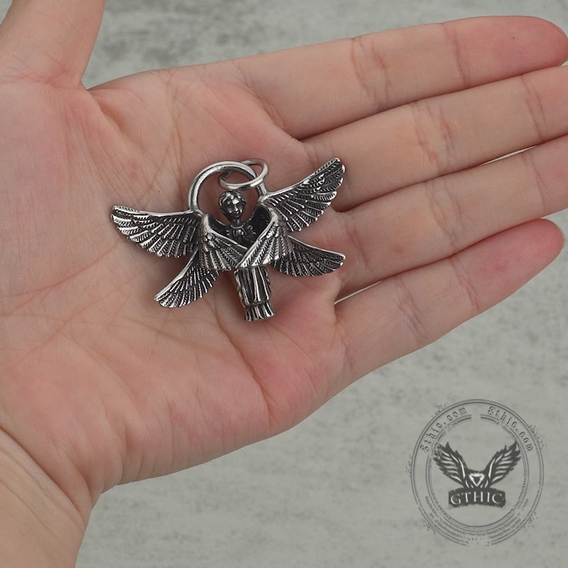 Vintage Praying Angel Wings Stainless Steel Pendant