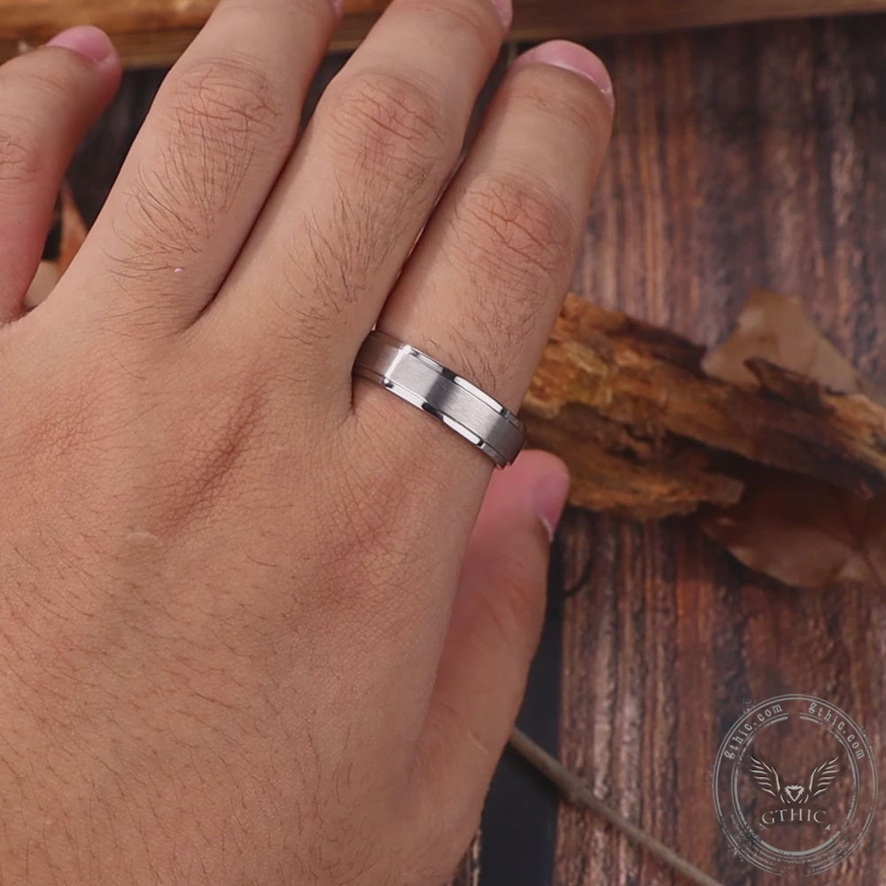 Minimalist Silver Color Titanium Band Ring