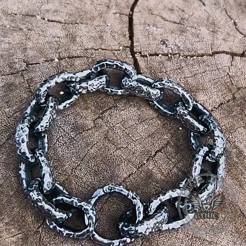 Nordic Hammered Rune Stainless Steel Viking Bracelet