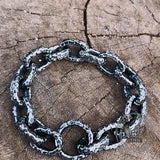 Nordic Hammered Rune Stainless Steel Viking Bracelet