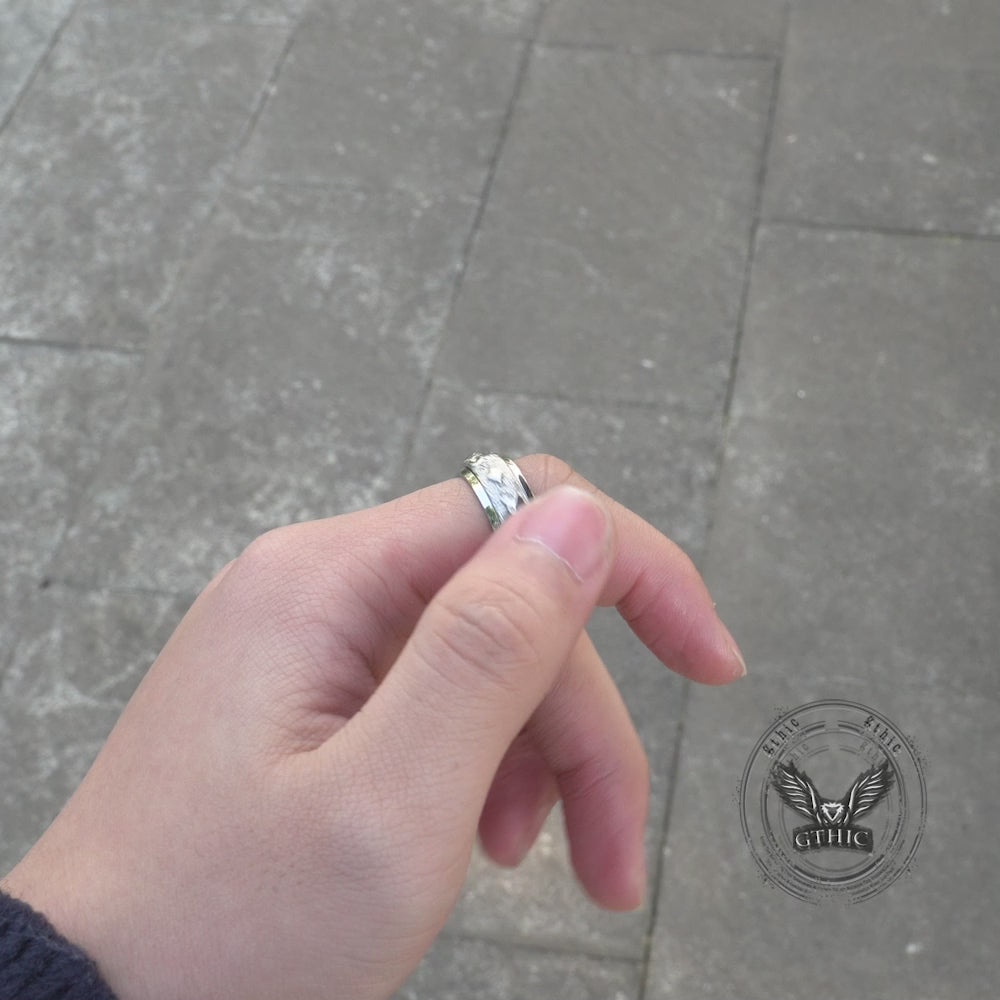 Six-Character Mantra Stainless Steel Spinner Ring