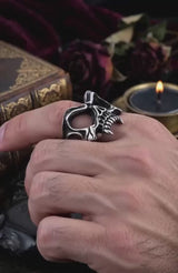 Anello in acciaio inossidabile con teschio di serpente arrotolato
